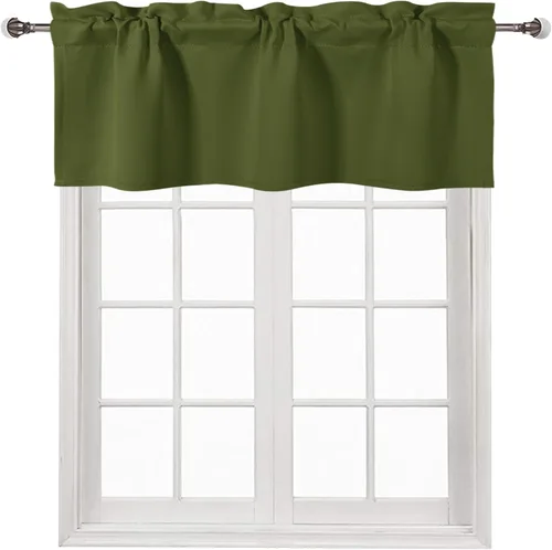 Vista 70 de DWCN Cenefa para ventana de cocina, con bolsillo para barra, para ventana, sala de estar/sótano, 36 x 16 pulgadas de largo, 1 panel, beige