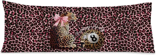Vista 15 de Funda de almohada de cuerpo de 8 bolas con estampado de leopardo rojo a la moda, 20 x 54 pulgadas, decoración de habitación de guepardo, bota roja