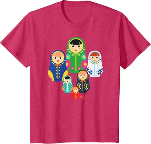 Vista 60 de Matryoshka Russian Nesting Dolls, Rusia - Camiseta de regalo, Azul / Patchwork, S