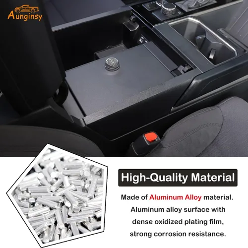Vista 8 de Aunginsy Caja de seguridad para consola central de automóvil, almacenamiento de reposabrazos compatible con Toyota Tundra 2022-2026, caja de bloqueo