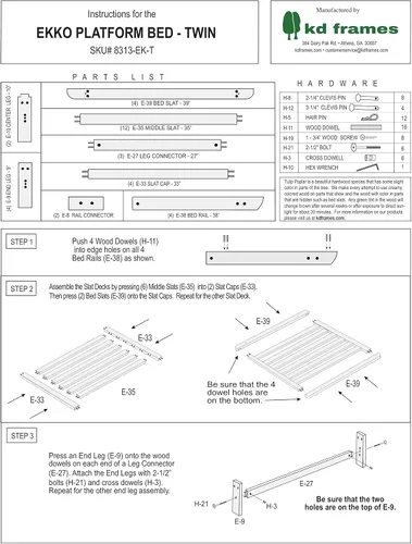 Vista 5 de KD Frames Ekko - Cama de plataforma - Marco de cama individual - Marco de cama de madera sin terminar - Cama natural minimalista - Diseño de cama