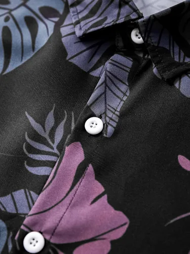 Vista 4 de Verdusa Camisa de manga corta con estampado de leopardo y cebra para hombre