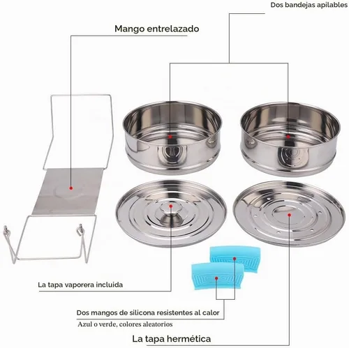 Vista 6 de Sartenes apilables para vaporizador, accesorios instantáneos para ollas de 6 cuartos de galón de 2, mango de silicona y tapas intercambiables