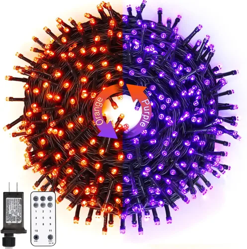 Vista 14 de JMEXSUSS Guirnalda de luces de Navidad de 200 LED azules y blancas, 66 pies, de exterior, expansible, para árbol, fiesta o decoración de hogar