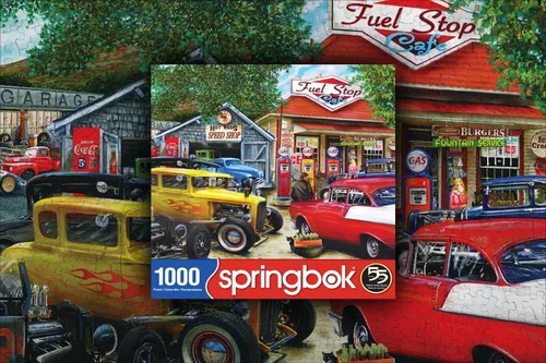 Vista 7 de Springbok 's - Rompecabezas de 1000 piezas Hot Rod Cafe, fabricado en Estados Unidos