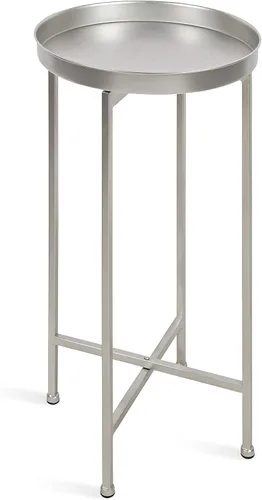 Vista 9 de Kate and Laurel Celia - Mesa decorativa redonda de metal plegable con bandeja superior, negro