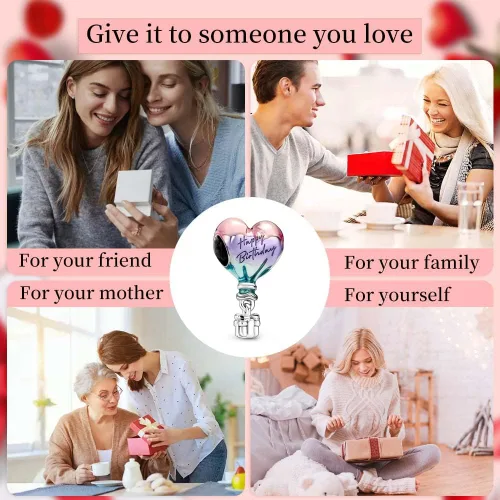 Vista 3 de Dijes de plata de ley 925 con circonita cúbica para mujer, pulseras y collares, madre de Navidad para mujer