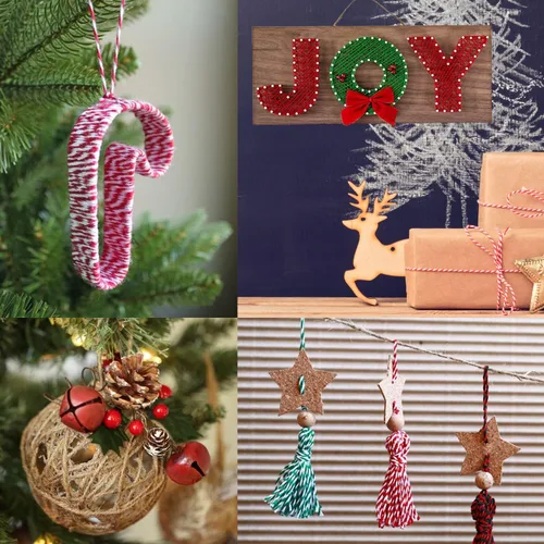 Vista 5 de Doumeny 6 rollos de cordel de algodón de Navidad de 984 pies de cuerda de algodón para panaderos de Navidad, cuerda de algodón rojo, verde y blanco