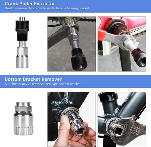Vista 4 de Kit de herramientas para bicicleta, 10 piezas de herramientas profesionales de reparación de bicicletas para bicicleta de montaña con extractor