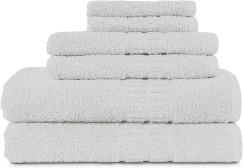 Vista 13 de MyPillow MyTowels - Juego de 6 toallas de baño, 100% algodón, suaves y absorbentes, para baño, 2 toallas de baño, 2 toallas de mano, 2 paños
