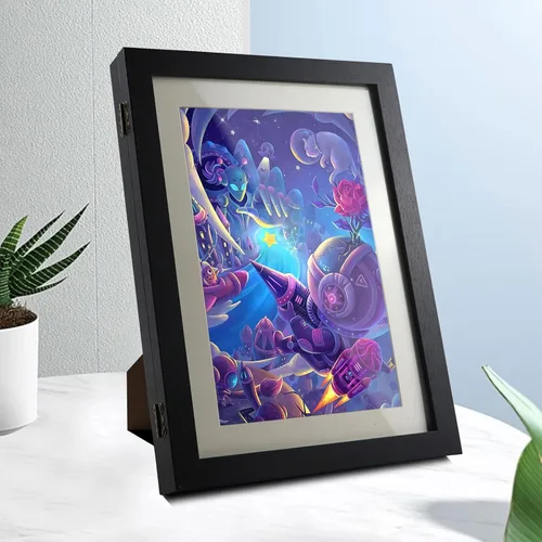 Vista 2 de Marco de arte para niños, marco de fotos con soporte de escritorio con apertura frontal, marcos de obras de arte para niños, marcos de fotos A4