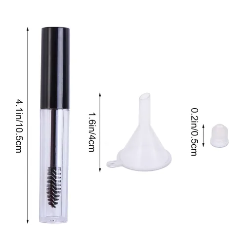 Vista 2 de FRCOLOR 5 unids 0.1 fl oz tubo vacío rimel pestañas tubo pestañas crema botella rimel tubo contenedor con 5 embudos para rímel