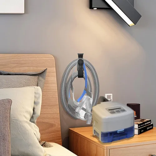Vista 6 de Percha de manguera CPAP con función antidesenganche, gancho para máscara y soporte de tubo, organizador de suministros, evita enredos de manguera
