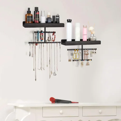 Vista 2 de Keebofly - Organizador de joyas colgante para montar en pared, paquete de 2