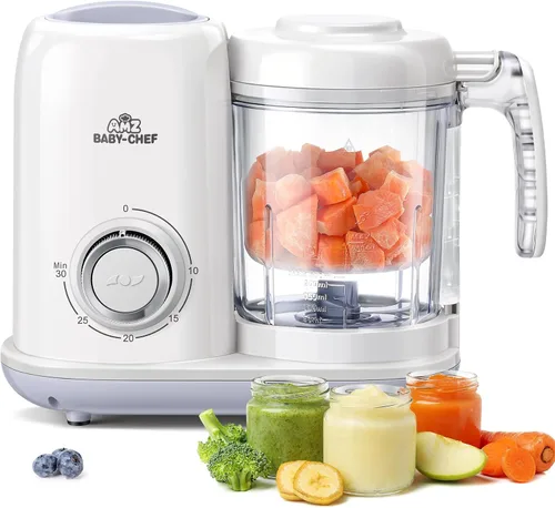Vista 9 de Licuadora AMZBabyChef para fabricar alimentos para bebés: vaporizador 4 en Verde
