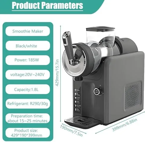 Vista 2 de Máquina automática de granizado de 8 litros, máquina giratoria de 360° con panel de alta definición, múltiples funciones preestablecidas
