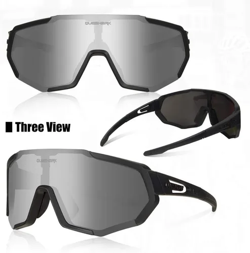 Vista 2 de Queshark - Gafas de ciclismo, lentes de sol deportivos para hombres y mujeres, 1 lente polarizada 2 HD, lentes de sol polarizados para ciclismo