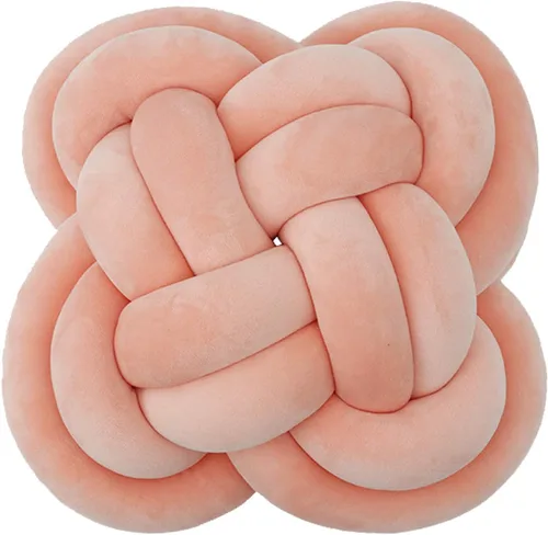 Vista 41 de Cyprinus Carpio Almohada creativa con nudo de bola de rosa, cojín de flor para sofá, almohada lumbar, decoración (rosa-C)