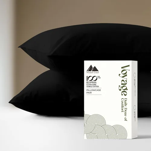 Vista 25 de Mayfair Linen Voyage Collection - Juego de 4 fundas de almohada de algodón egipcio de lujo de la serie 600, color blanco, suaves, refrescantes