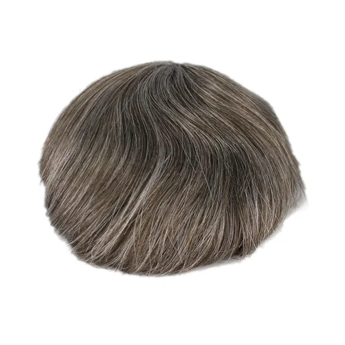 Vista 15 de Toupee para hombres, sistema de cabello gris al 20%, línea capilar invisible, color negro natural, sistema de unidad de cabello 1B20
