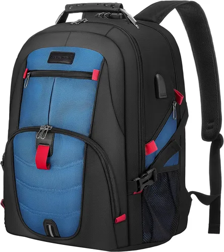 Vista 14 de Mochila grande de viaje y para laptop, es impermeable, antirrobo, con cerradura y puerto de carga USB, para negocios, hombres, mujeres, escuela