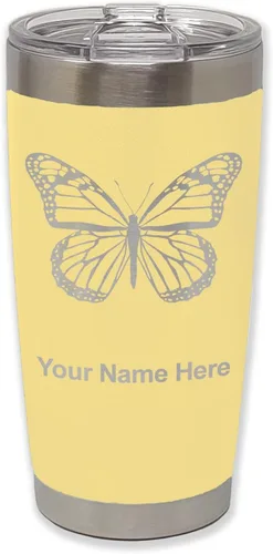 Vista 12 de LaserGram Vaso aislado al vacío de 20 onzas, mariposa monarca, grabado personalizado incluido (negro)