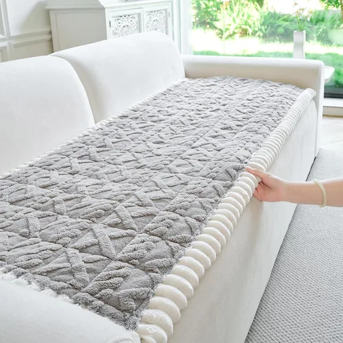 Vista 11 de Fundas de Reposabrazos de Sofá Antideslizantes, Funda Lavable de Respaldo de Sillón Suave, Fundas Gruesas y Peludas para Reposabrazos de Sofá