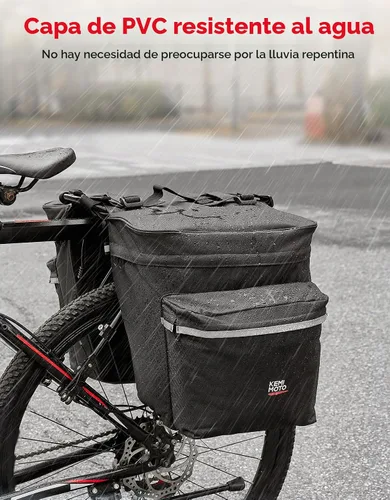 Vista 8 de KEMIMOTO - Bolsa para bicicleta alforja con cubierta anti-lluvia, bolsa de sillín de bicicleta impermeable de 34L para almacenamiento de bolsas