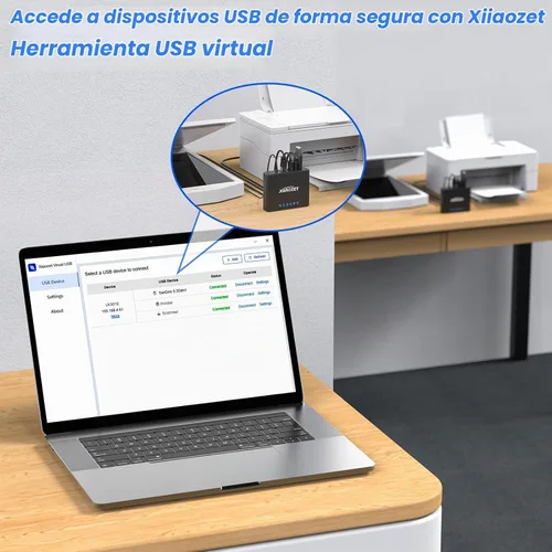 Vista 5 de LK301E Servidor de dispositivos USB Gigabit - Hub de 3 puertos USB sobre IP para LAN, servidor USB Gigabit Ethernet compatible con impresoras