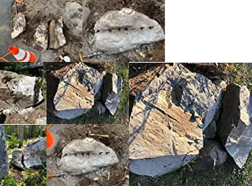 Vista 7 de Cuñas de división de rocas, cuñas de piedra pesada, cincel de hierro y herramientas de separación de rocas. Estas herramientas de cuña y plumas