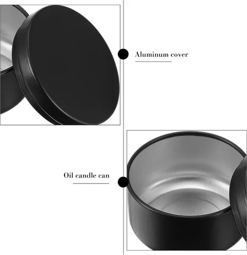 Vista 7 de SEWACC Kits de bricolaje Moldes de velas, 12 piezas de latas de velas vacías con tapas, latas de velas de aluminio, latas redondas de metal