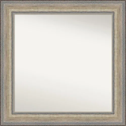 Vista 213 de Amanti Art Espejo de baño plateado para sobre el fregadero, 28 x 37 pulgadas, elegante espejo rectangular de peltre cepillado, marco de madera