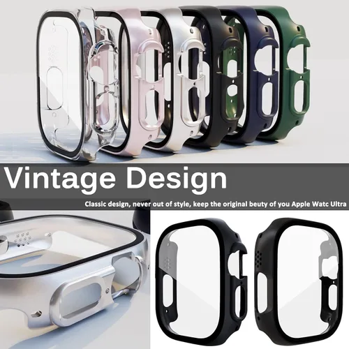 Vista 7 de Miimall Funda compatible con Apple Watch Ultra de 1.929 in con protector de pantalla de vidrio templado, funda protectora de policarbonato