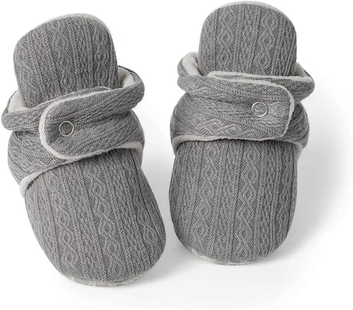 Vista 86 de Botines de forro polar para bebés, niños y niñas, pantuflas antideslizantes con agarre suave, zapatos de calcetín para recién nacidos, cuna
