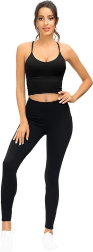 Vista 6 de SIGNEALA Brasier deportivo con cuello en V para mujer, tirantes delgados, acolchado, brasier de yoga entrecruzado con tirantes cruzados, camiseta