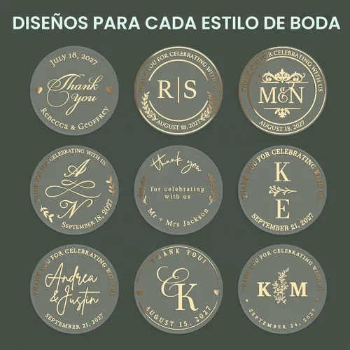 Vista 2 de Pegatinas de agradecimiento doradas de 2 pulgadas para sobres, sellos de Personalizado, Monograma, Transparente, Impermeable, Vinilo, Personalizado