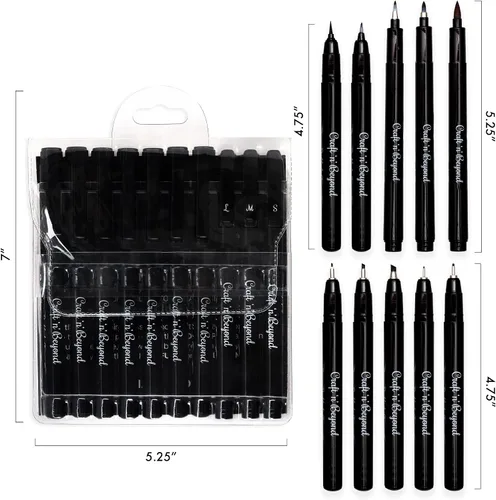 Vista 7 de Craft 'n' Beyond Paquete de 10 rotuladores para caligrafía para letras a mano, dibujo artístico, bocetos, álbumes de recortes, escritura, diario