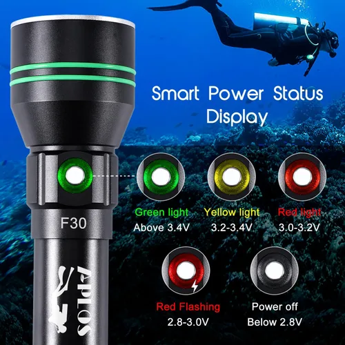Vista 8 de APLOS AP50 Linterna de Buceo, Antorcha de Buceo 5000 Lúmenes Super Brillante, IPX8 Impermeable para Buceo Nocturno Bajo el Agua, Luz Sumergible