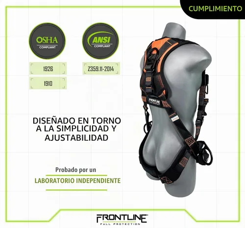Vista 4 de FRONTLINE FALL PROTECTION 105CFTB - Arnés estilo peto Combat™ con argollas laterales frontales en D y correas de suspensión contra traumatismos