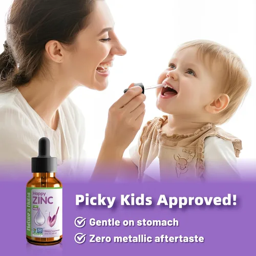 Vista 4 de Nature's Nutra Happy Zinc, líquido para bebés, bebés, niños y niños, TRAACS Quelato de zinc, alta biodisponibilidad, sin OMG, Kosher, 2 onzas