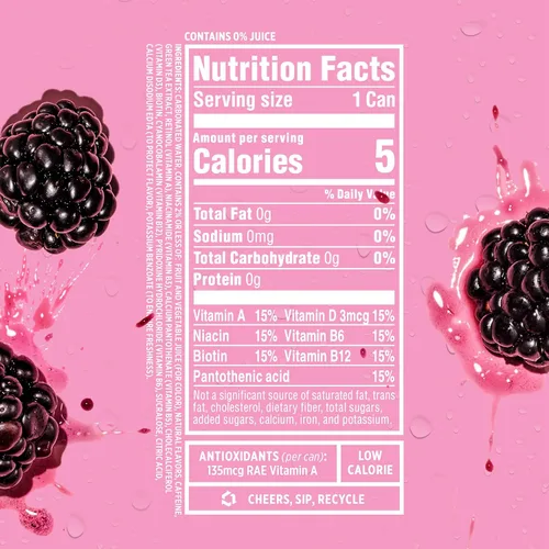 Vista 7 de Sparkling Ice + agua gaseosa de frambuesa negra con cafeína, con antioxidantes y vitaminas, azúcar cero, latas de 16 fl oz (paquete de 12) y agua