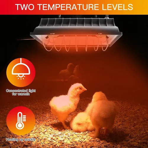 Vista 2 de Lámpara de calentador de gallinero de 250 W, lámpara de calor colgante de invierno para pollos incubadoras de pollos incubadoras de temperatura