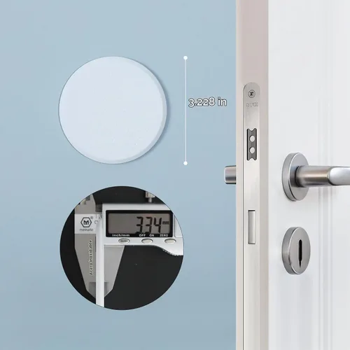 Vista 5 de Protector de pared redondo de 3 1/4 pulgadas, paquete de 10 pomos de puerta, protectores de pared rígidos de vinilo rígido, color blanco