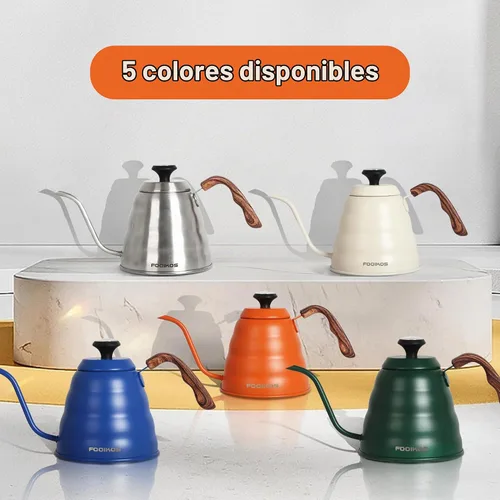 Vista 8 de Hervidor de cuello de cisne con termómetro para verter sobre café y té Naranja