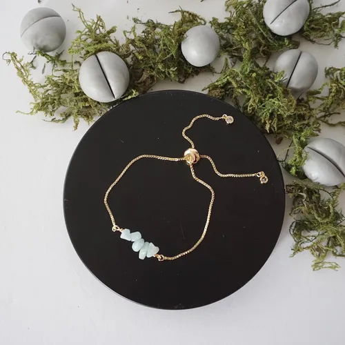 Vista 17 de Designs by Nature Gems Pulsera de piedra natal de cristal hecha a mano, pulsera de bolo de cadena deslizante ajustable, chapado en oro