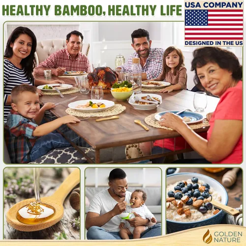 Vista 6 de Juego de cucharas de bambú (5 unidades), cucharaditas de cocina pequeñas, pequeñas cucharas de madera perfectas para azúcar, especias, condimentos