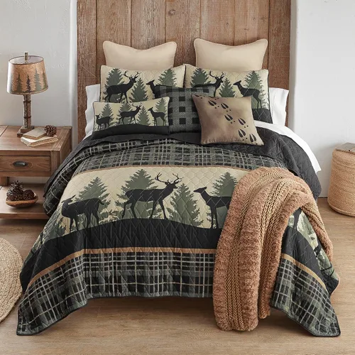 Vista 12 de Donna Sharp Juego de ropa de cama Queen – 3 piezas – Juego de edredón Bear Cottage Lodge con edredón Queen y fundas de almohada estándar – Lavable a