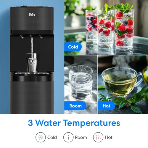 Vista 4 de Brio Dispensador de enfriador de agua sin botella con filtros de 4 etapas (incluidos) elimina PFAS y microplásticos para agua potable limpia Negro