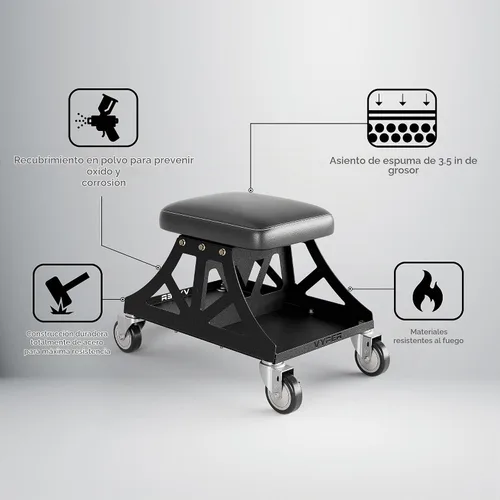 Vista 8 de Vyper Low Pro - Taburete de garaje con asiento extraíble para mecánicos, automoción, bricolaje, silla de taller con ruedas de capacidad de 400