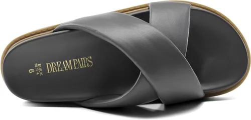 Vista 4 de DREAM PAIRS Sandalias de punta abierta entrecruzadas para mujer, sandalias planas y cómodas